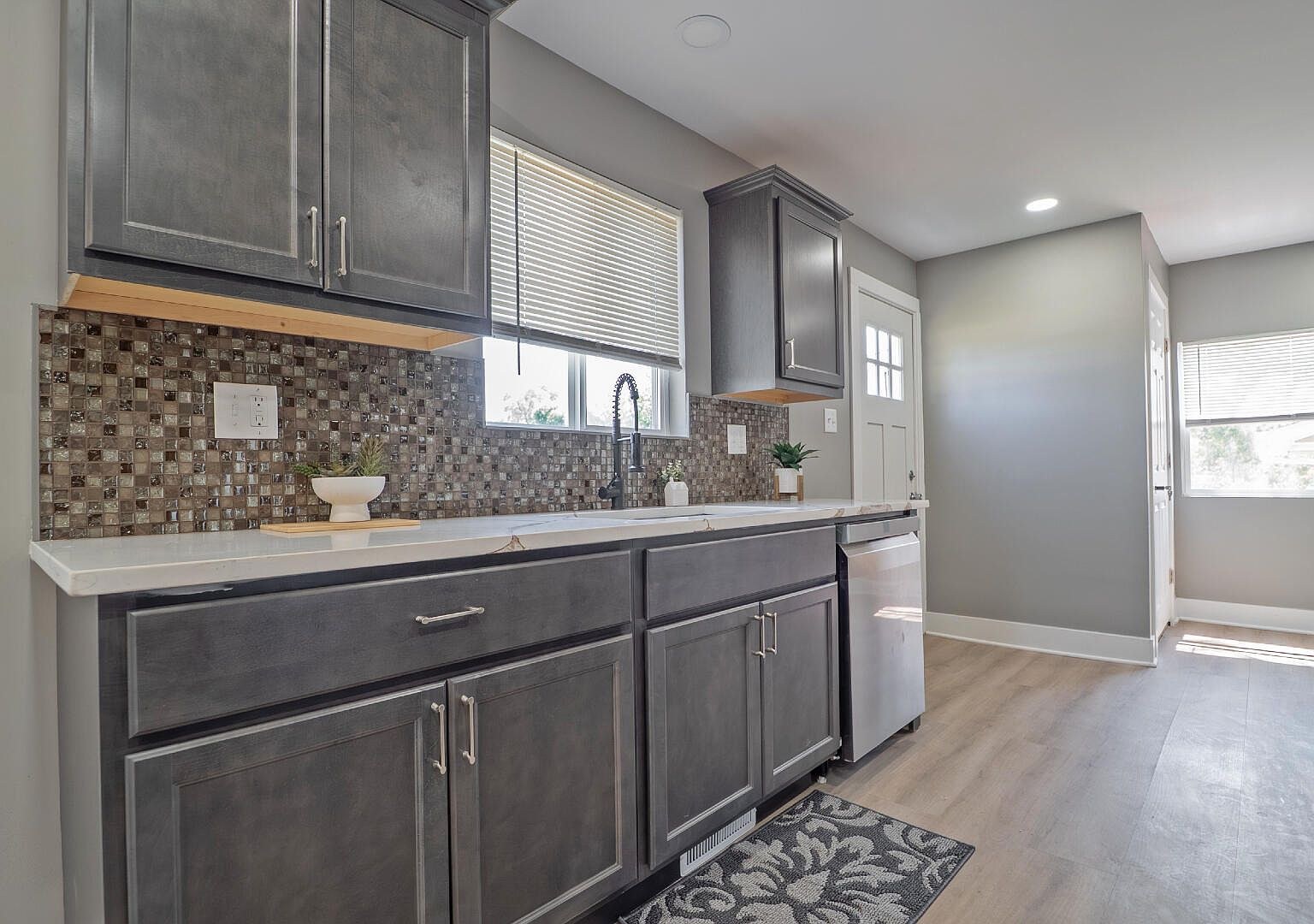 Whole home remodel kitchen sink wall
