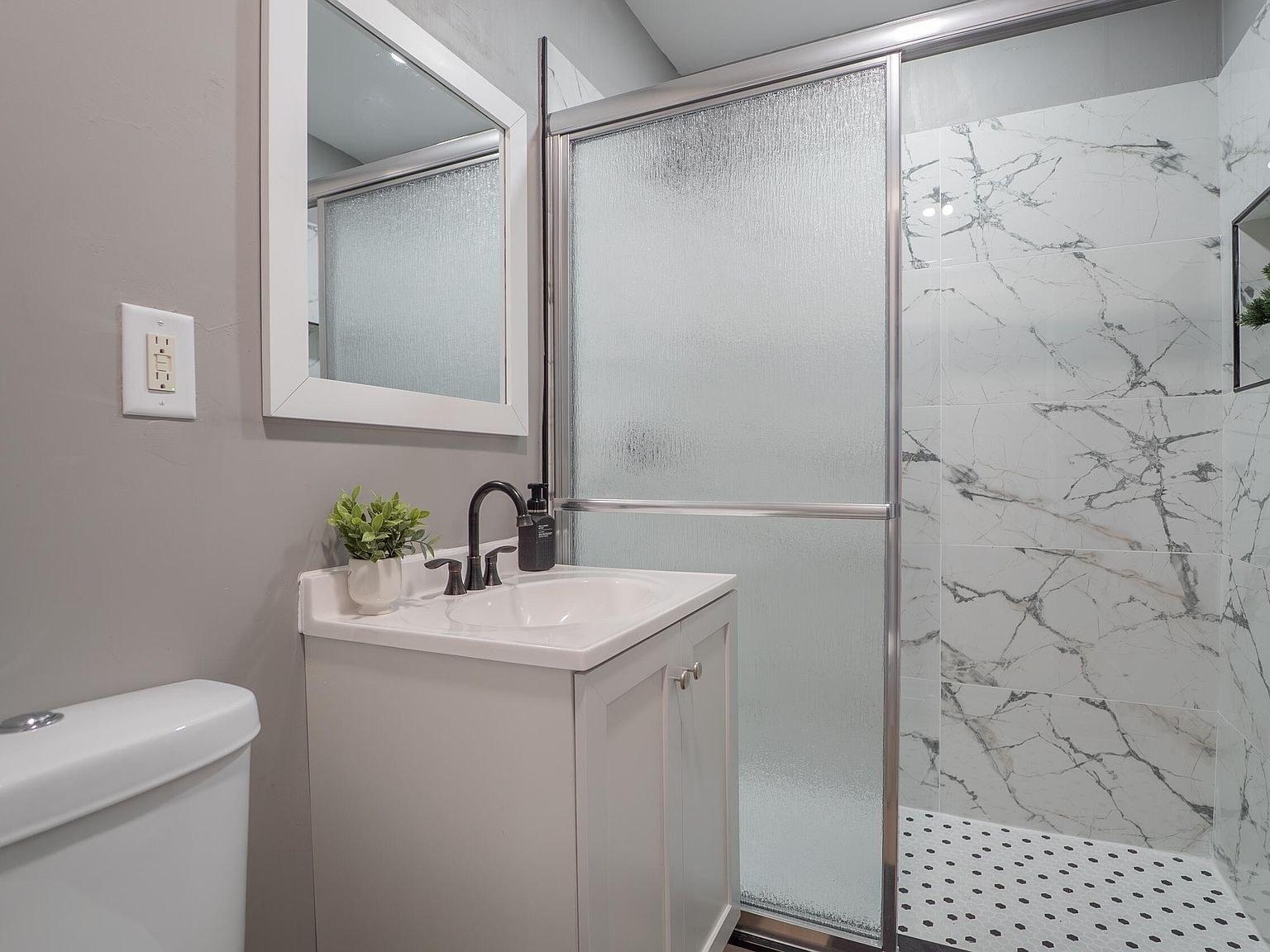Whole home remodel bathroom with walk-in shower